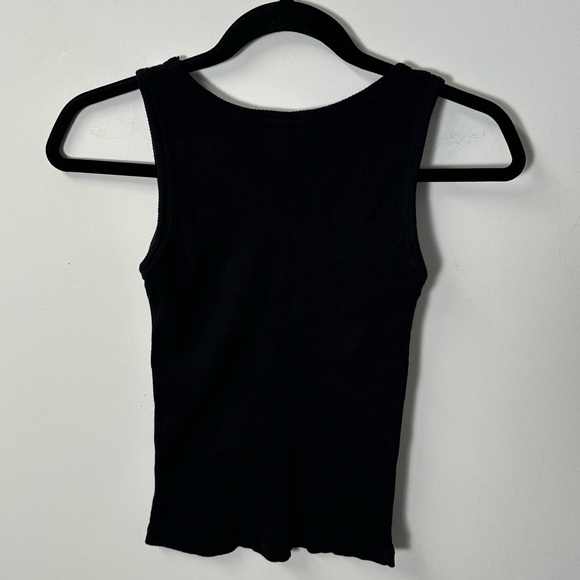 Y2K FASHION TEAM women's black metallic miami beach graphic tank, XS-M. - Picture 3 of 3